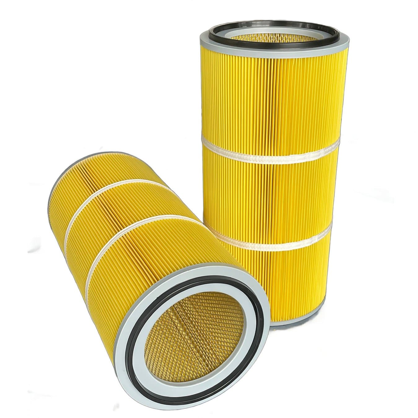 Yellow Polyester Cylindrical Dust Filter Cartridge | Oil-Water Repellent Filter for Industrial Dust Collectors - Image 5 of 6